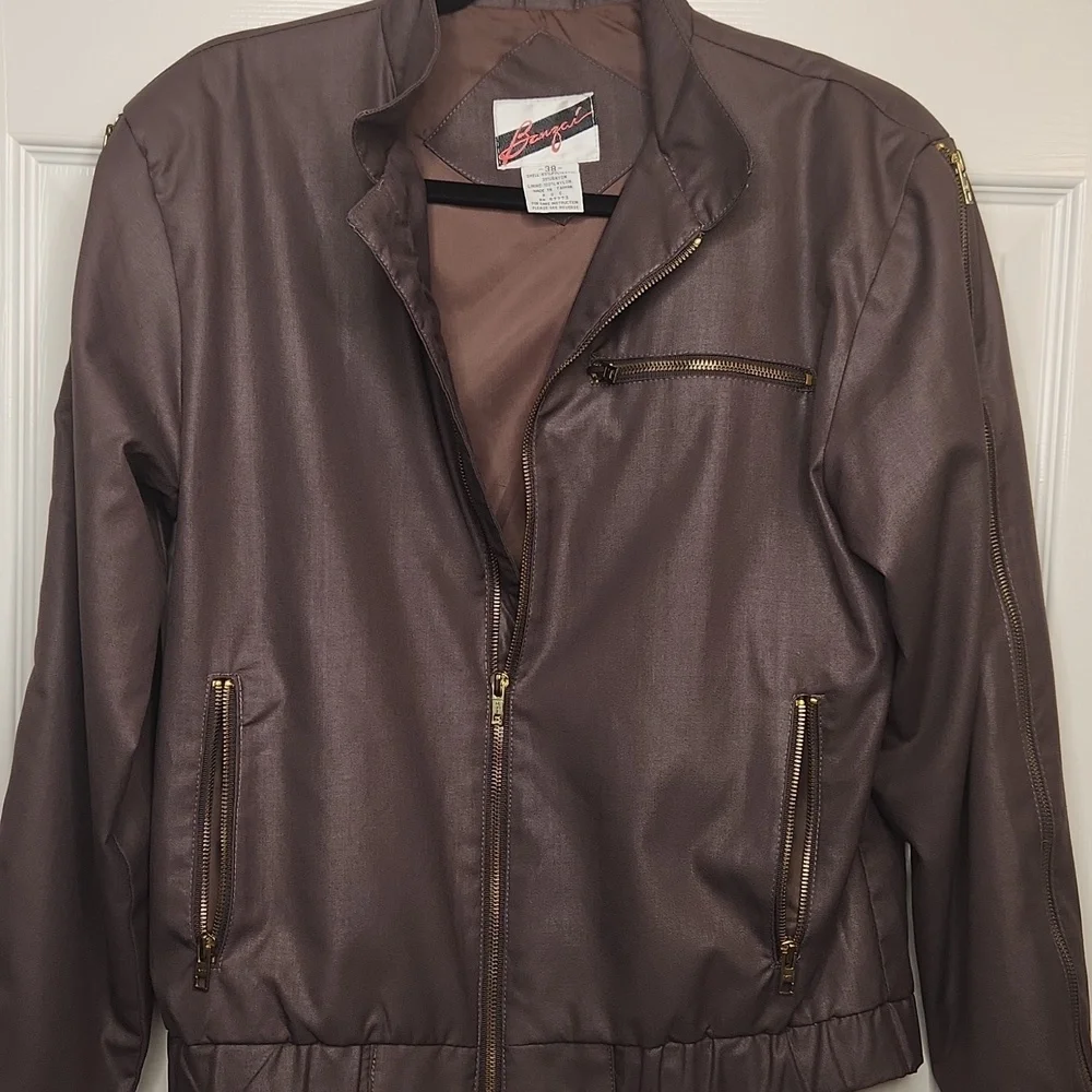 Vintage Rare BANZAI Men's Women's Unisex Brown Moto Bomber Jacket Size 38